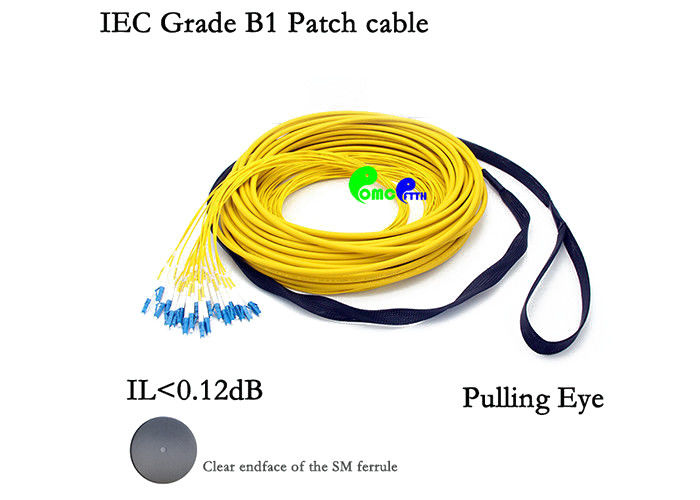 Pre Terminated Fiber Optic Patch Cables 24F SM 9 / 125 LC - LC With Pulling Eye / Pulling Hook
