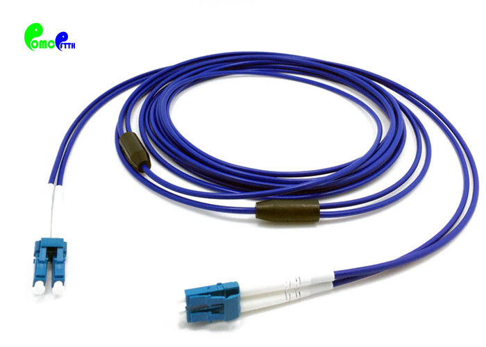 Armored 3.0mm 9 / 125μm Fiber Optic Patch Cable LC UPC Unitube Duplex Soft Helical Stainless Steel Tube PVC Blue jacket
