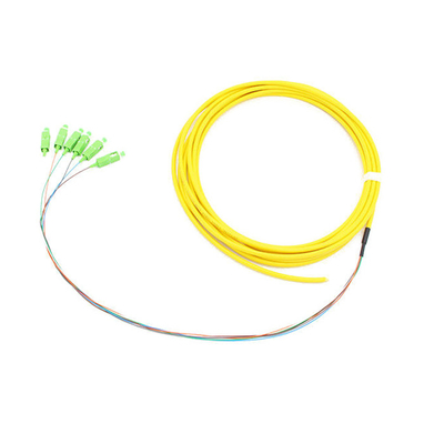 SC APC Pre-terminated Breakout 0.9mm Optical Fiber Pigtail 6 Fibers OS2 G652D 5m PVC Yellow Patch Cable