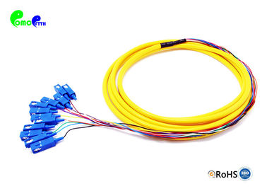 12F Pre - terminated 900μm Fiber Optic Pigtail SC UPC G657A1 9 / 125μm Cable Fanout 0.9mm Tail 3M